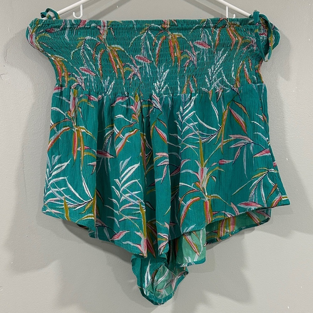 Panama Jack Teal and Pink Smocked cover up short size L